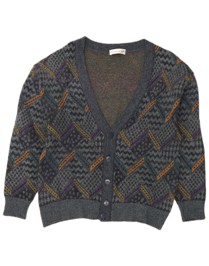 Breidhof Herre Cardigan Sweater Medium Blue Patchwork
