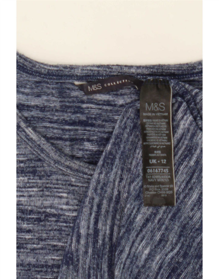 Marks & Spencer Dametop Langærmet UK 12 Medium Blue Flecked Polyester