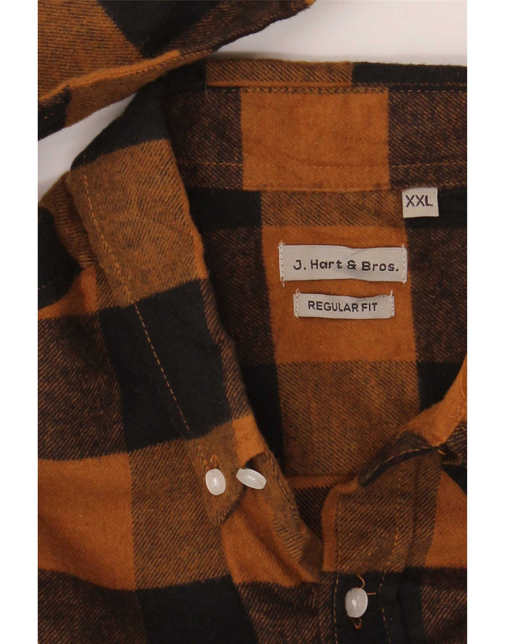 J. Hart & Bros Herre Regular Fit Flanellskjorte 2XL Brun Gingham