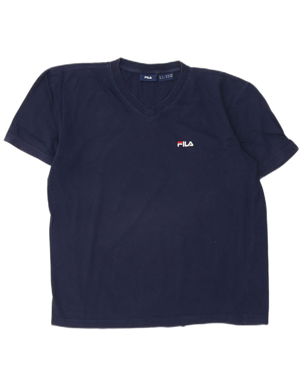 FILA Mens T-Shirt Top Medium Navy Blue Cotton