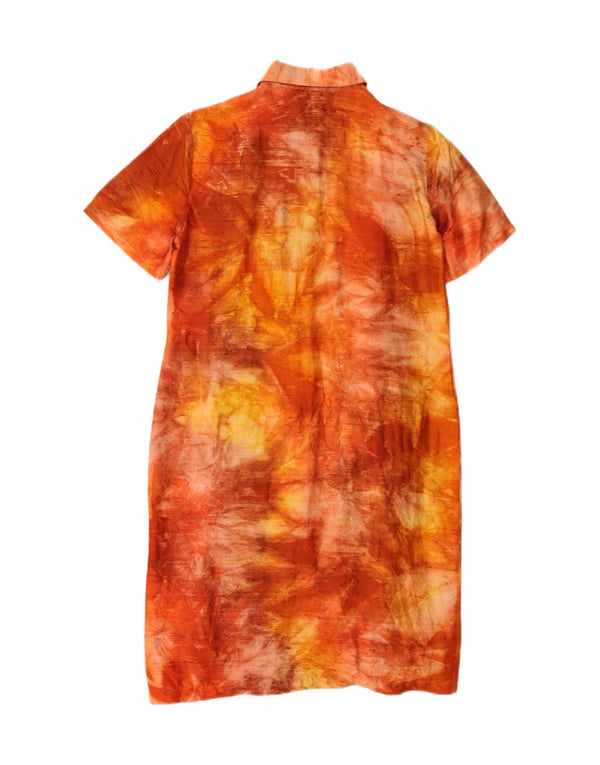 Daniel & Mayer Womens Shirt Dress IT 46 Large Orange Tie Dye Silk