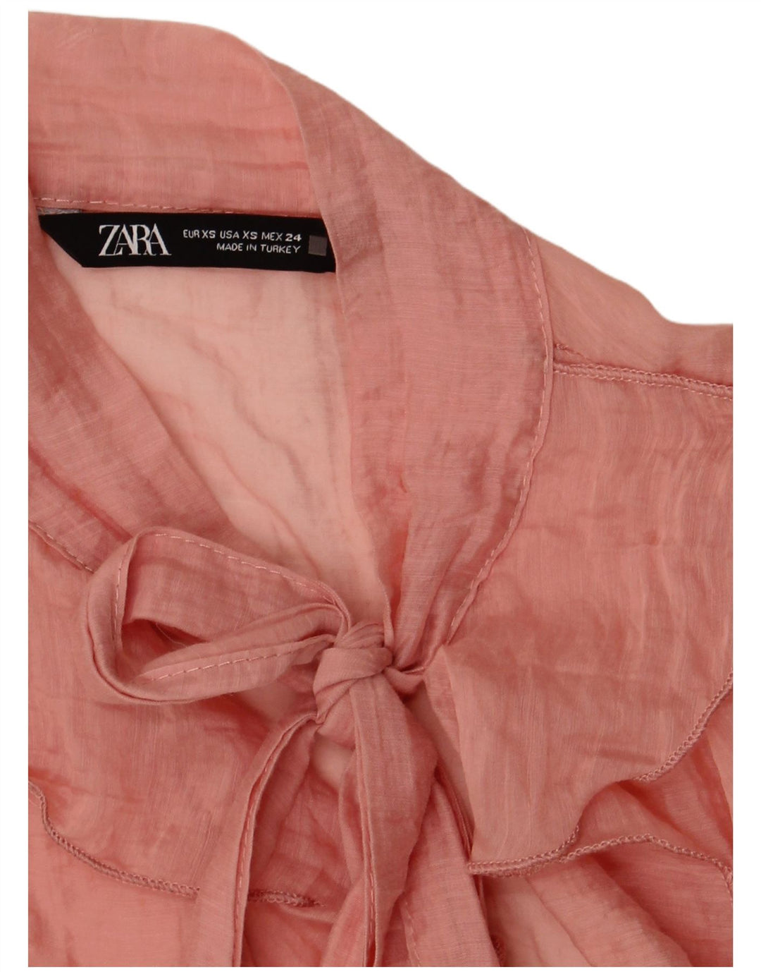 Zara Womens Oversized ærmeløs flæse foran bluse Top UK 6 XS Pink