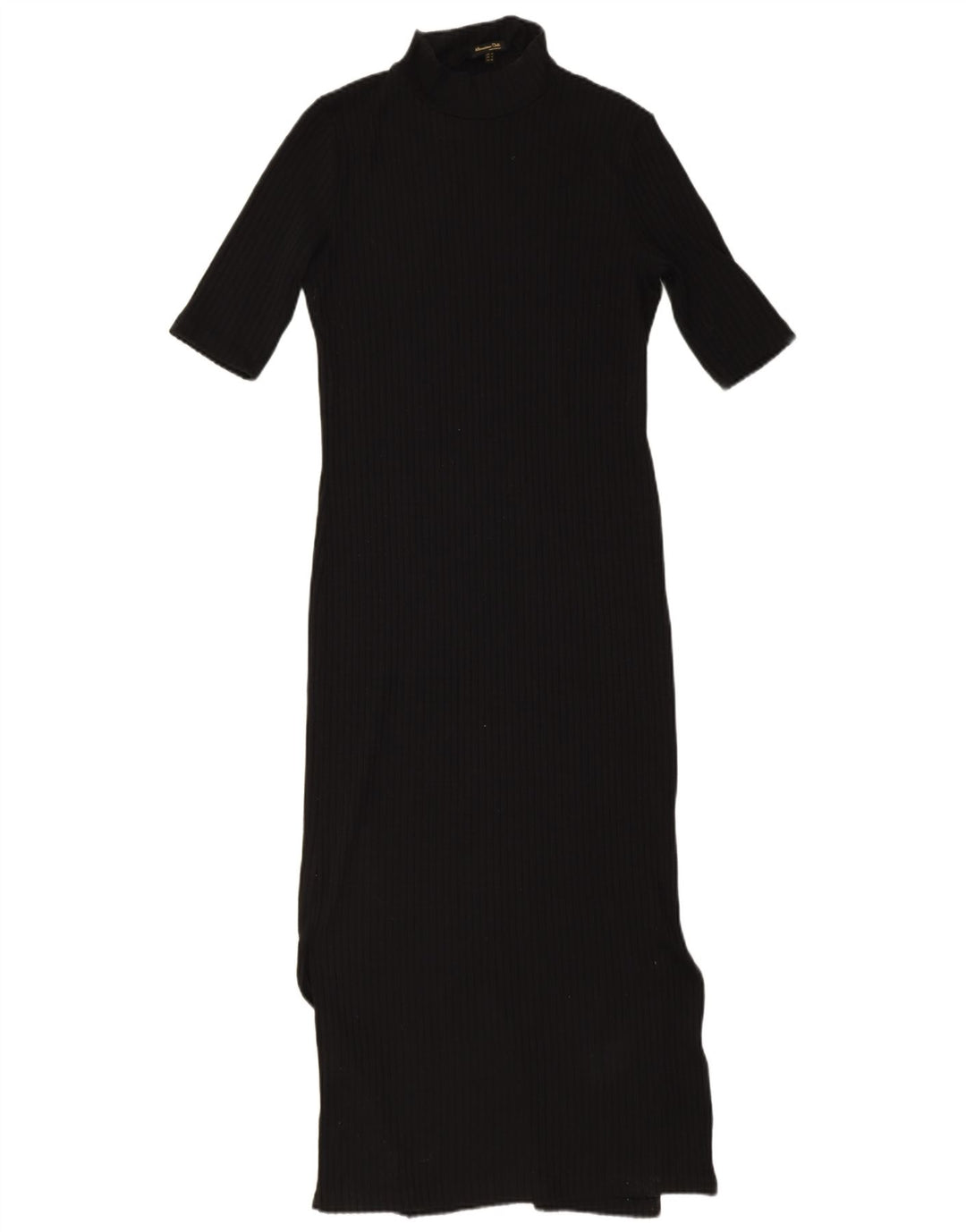 Massimo Dutti Dame Kortærmet Maxi Jumper Kjole UK 12 Medium Sort