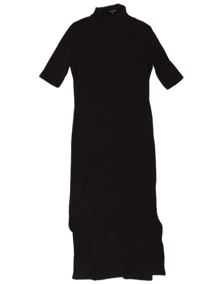 Massimo Dutti Dame Kortærmet Maxi Jumper Kjole UK 12 Medium Sort