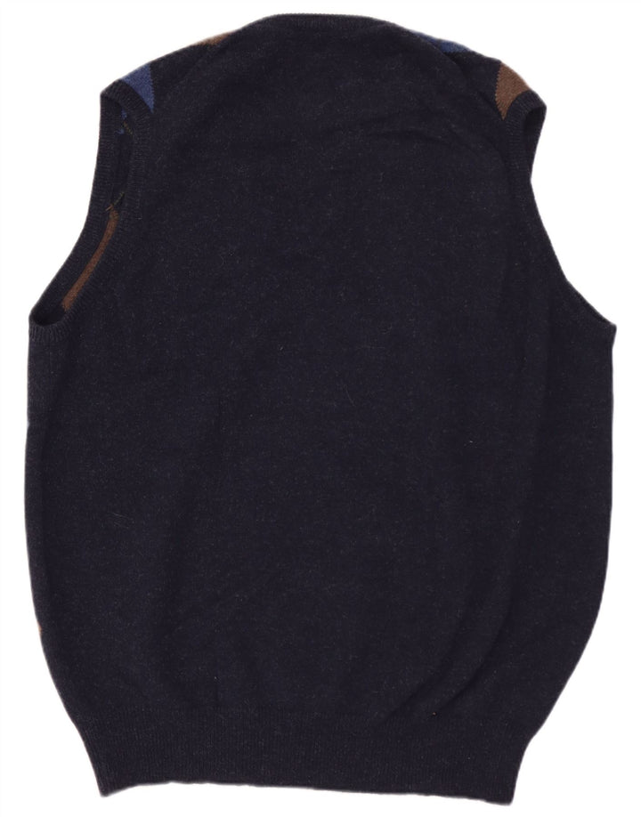 WILLIAM LOCKIE Herrevest Tank Top IT 52 Stor marineblå lammeuld