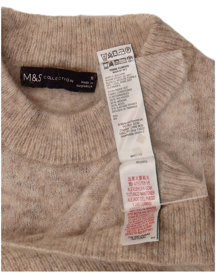 Marks & Spencer Dame sweater med rund hals DK 10 Små beige flækkede