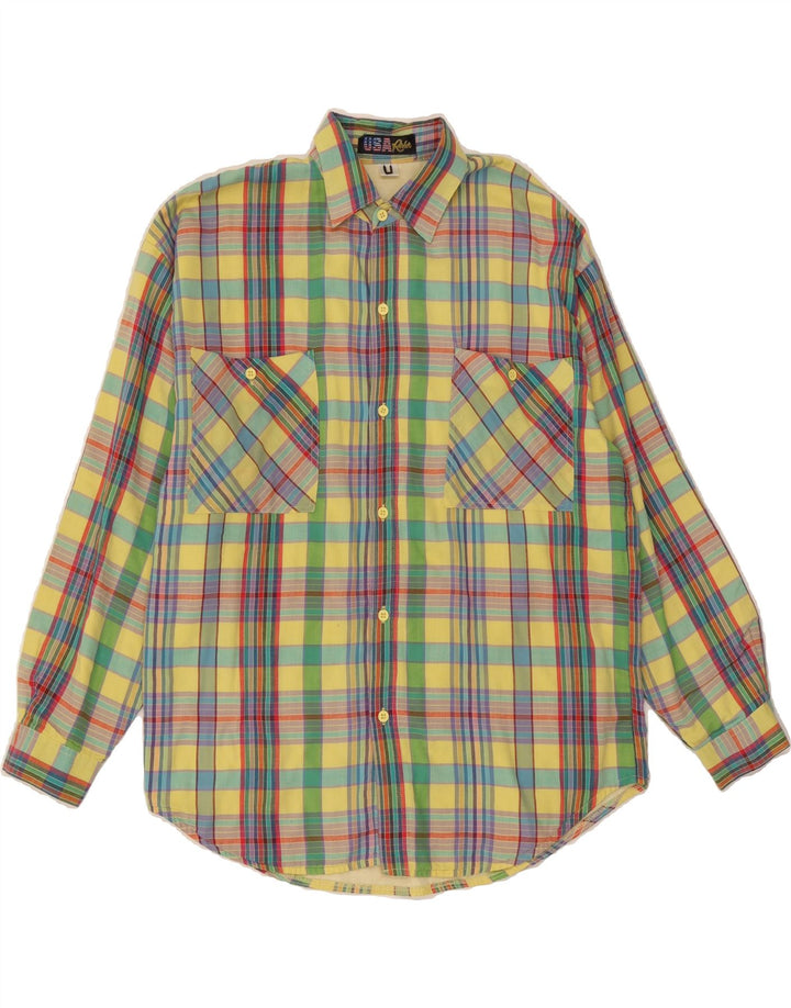 VINTAGE Mens Shirt Medium Multicoloured Check Polyester Vintage Vintage and Second-Hand Vintage from Messina Hembry 