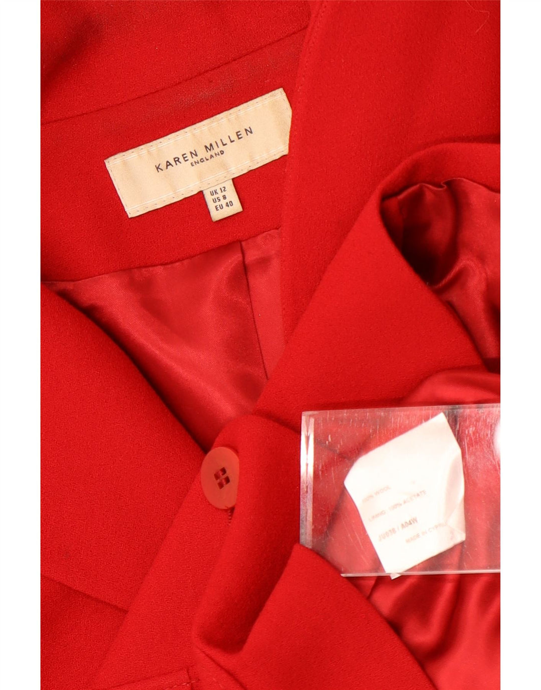 Karen Millen Dame 3-knaps blazerjakke UK 12 Medium Rød Uld