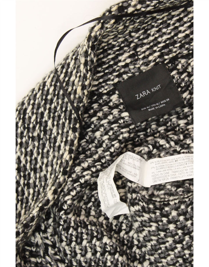 ZARA Dame Oversized Open Cardigan Sweater UK 14 Medium Black Flecked