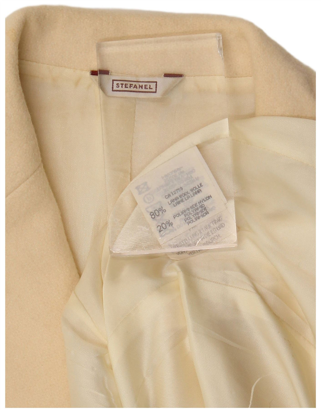 Stefanel Dame 3-knaps blazerjakke UK 14 Medium Beige Uld