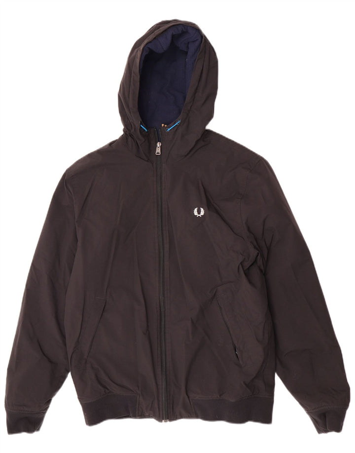 Fred Perry Herre Hooded Bomber Jacket UK 36 Small Black Polyamide