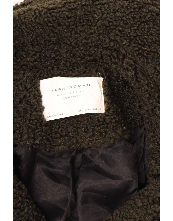 Zara Dame Teddy Bear Overfrakke UK 16 Large Khaki
