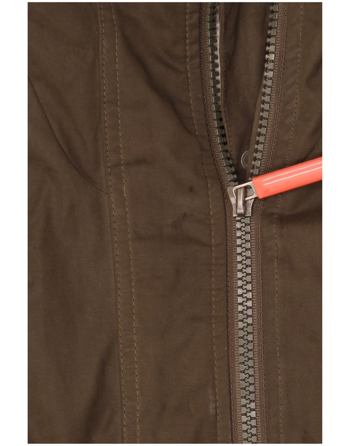 Superdry Windbreaker-jakke med hætte til kvinder UK 14 Medium Khaki Polyester