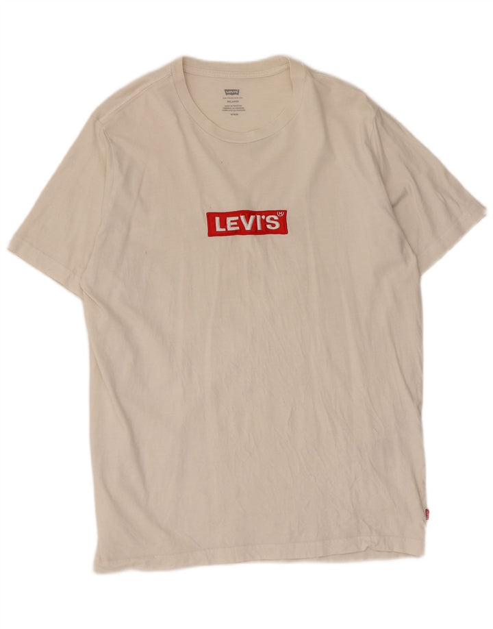 Levi's Herre afslappet grafisk T-shirt top mellem hvid bomuld