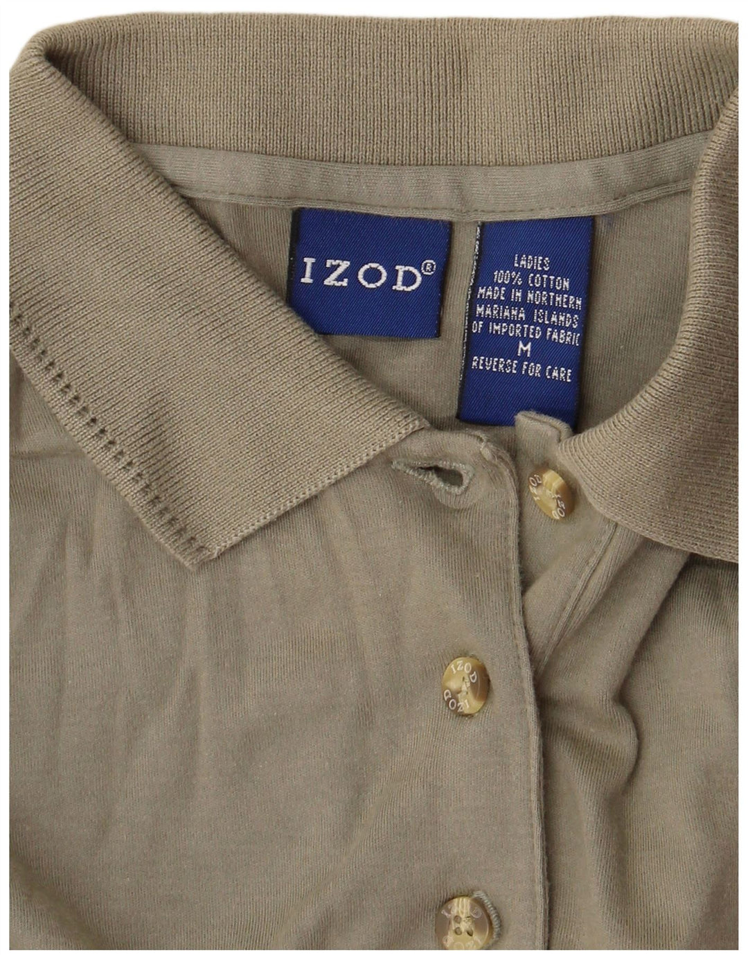 Izod Dame Polo Shirt UK 14 Medium Khaki Bomuld