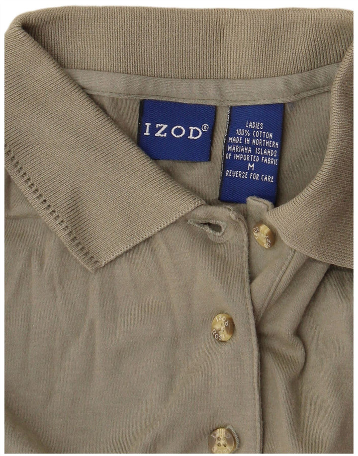 Izod Dame Polo Shirt UK 14 Medium Khaki Bomuld