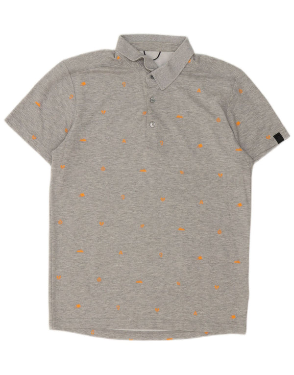 Adidas poloshirt med abstrakt mønster til mænd, UK 40/42 mellemgrå bomuld