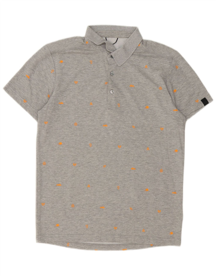 Adidas poloshirt med abstrakt mønster til mænd, UK 40/42 mellemgrå bomuld