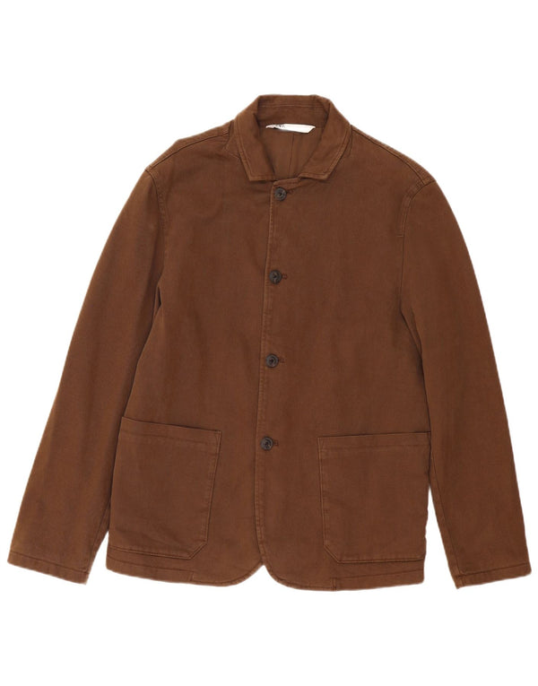 Zara Mens Bomber Jacket UK 36 Small Brown Cotton