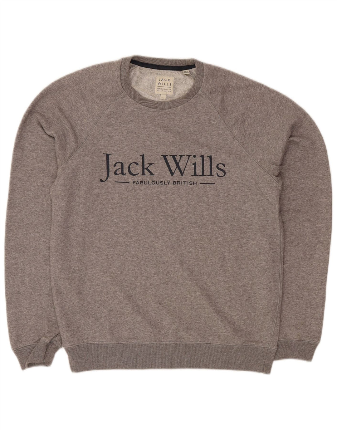 Jack Wills Herre Grafisk Sweatshirt Jumper Medium Grey Flecked Bomuld