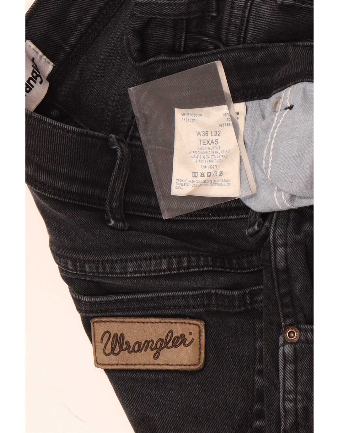 Wrangler Herre Texas Straight Jeans W36 L32 Sort Bomuld