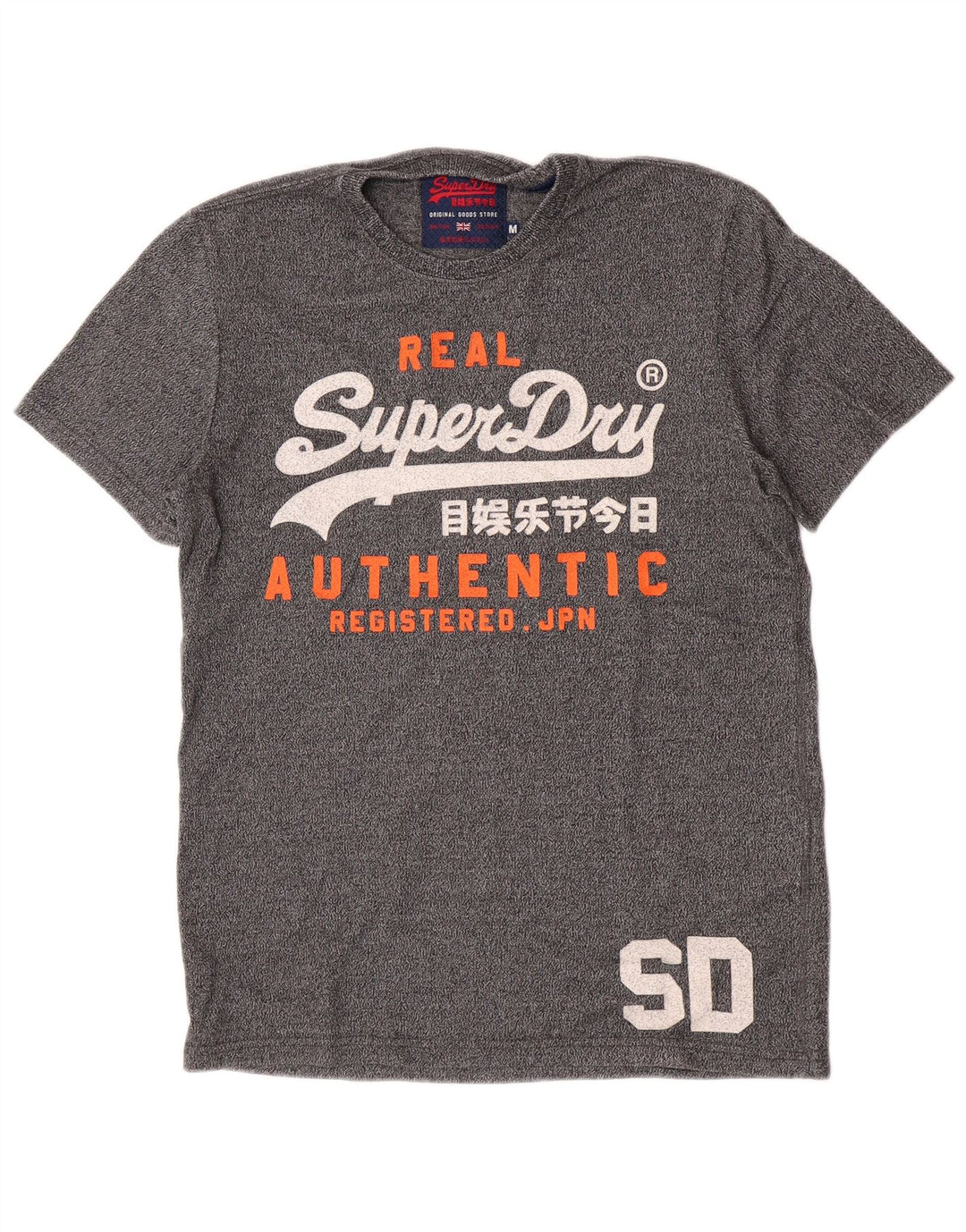 Superdry grafisk t-shirt til mænd, mellemgrå flækket bomuld