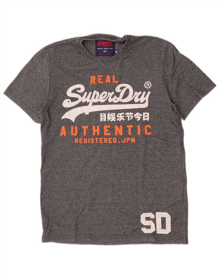 Superdry grafisk t-shirt til mænd, mellemgrå flækket bomuld