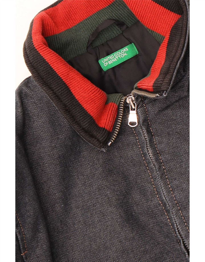 Benetton Boys Denim Windbreaker Jacket 10-11 år Navy Blue Colourblock