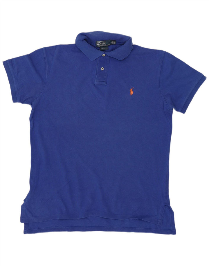 RALPH LAUREN Herre Custom Fit Polo Shirt Medium Blue Bomuld