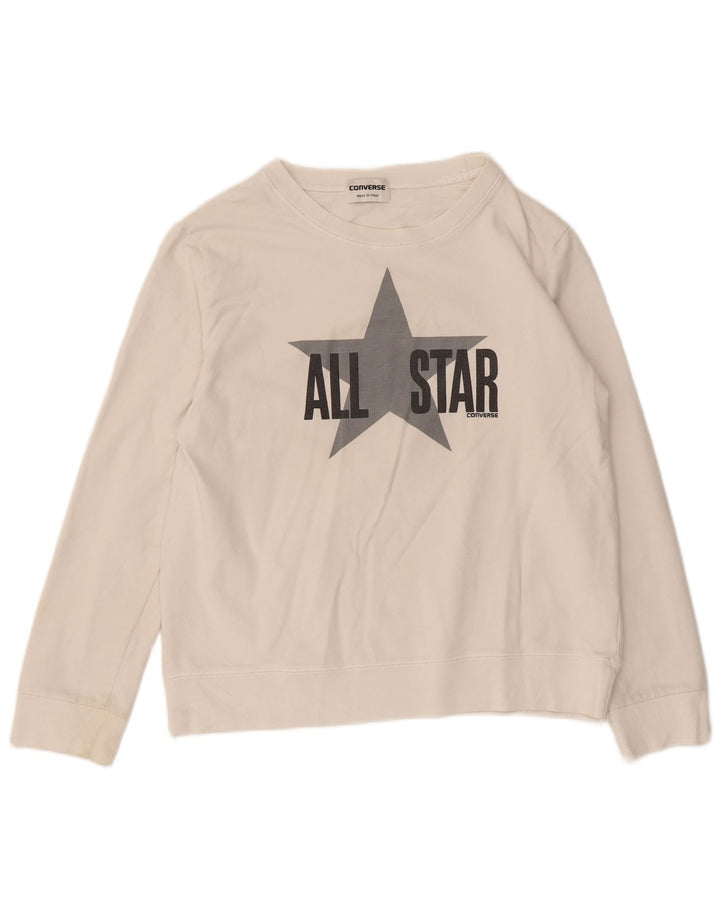 Converse Herre All Star Graphic Sweatshirt Jumper Medium Hvid Bomuld