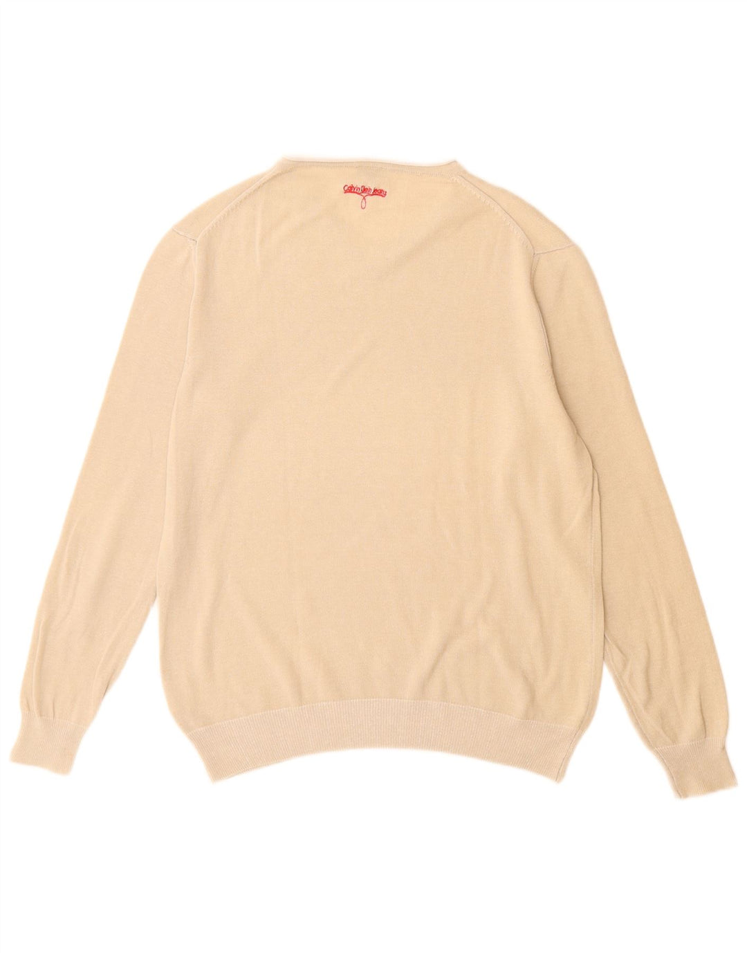 Calvin Klein Jeans Herre V-hals sweater Medium Beige Bomuld