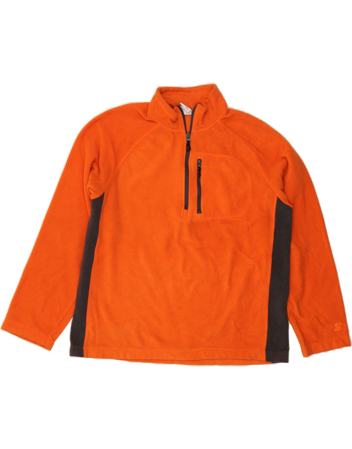 STARTER Mens Zip Neck Fleece Jumper UK 38/40 Medium Orange Colourblock Vintage Starter and Second-Hand Starter from Messina Hembry 