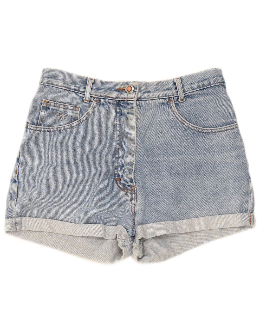Vintage denimshorts til kvinder W30 mellemblå bomuld