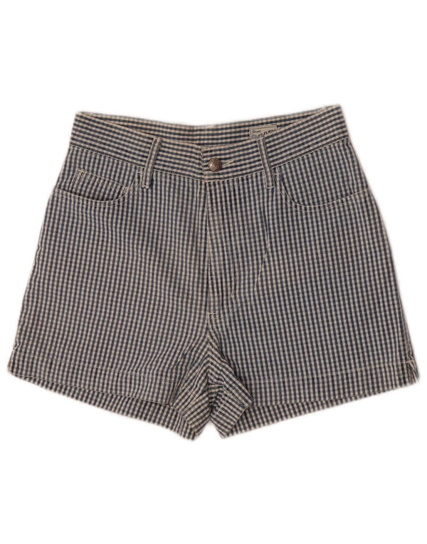 Gas Kvinder Casual Shorts W28 Medium Blue Gingham Cotton