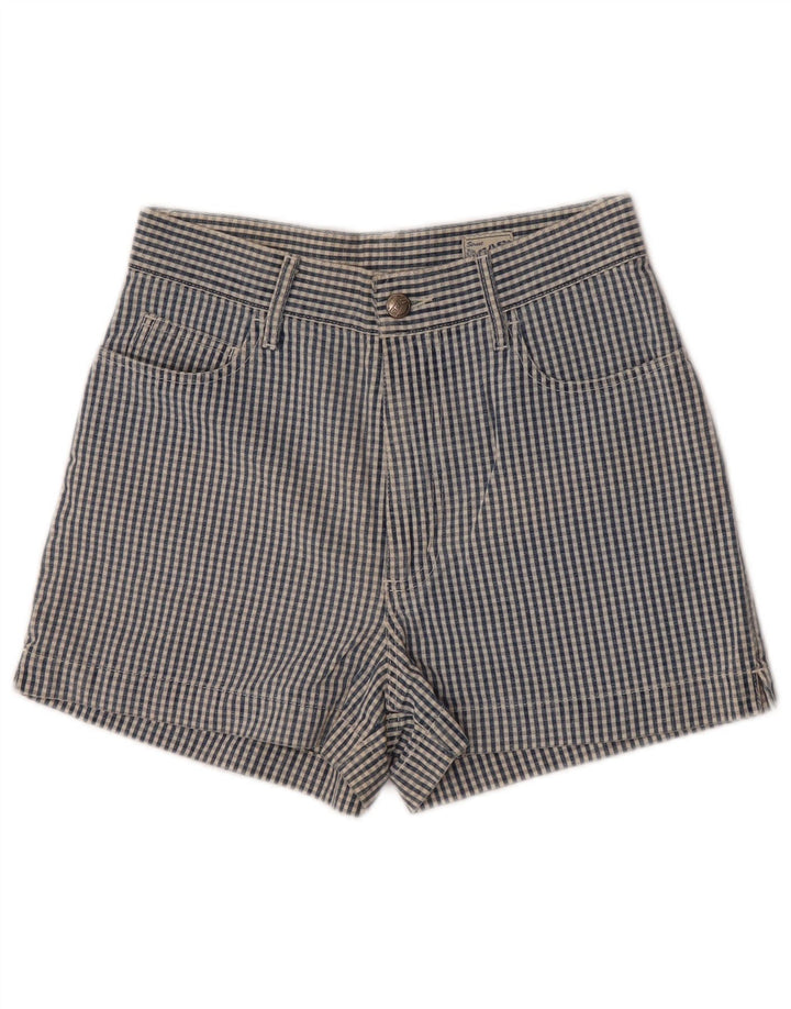 Gas Kvinder Casual Shorts W28 Medium Blue Gingham Cotton