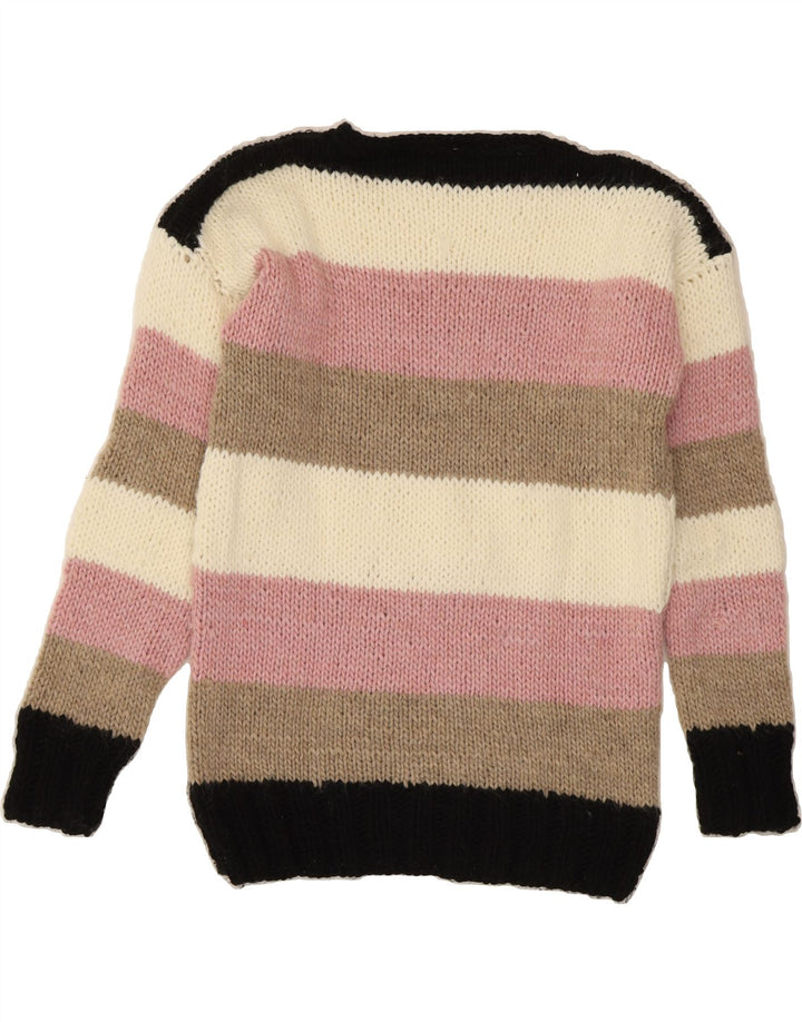 VINTAGE Womens Boat Neck Jumper Sweater UK 12 Medium Multicoloured Striped Vintage Vintage and Second-Hand Vintage from Messina Hembry 