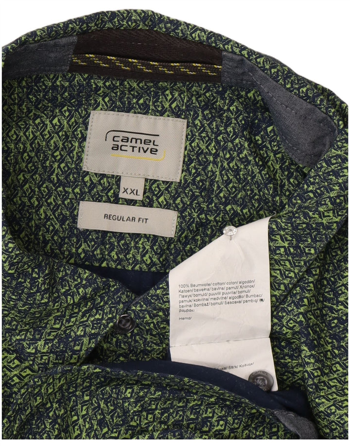 Camel Active Herre Regular Fit skjorte 2XL Grøn Geometrisk Bomuld