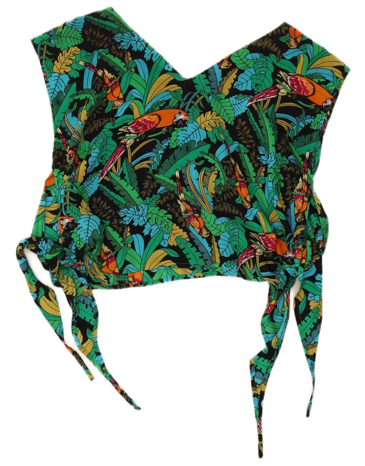 Vintage Kvinders 2-delt nederdel Sæt Medium W26 Grøn Floral Hawaiian