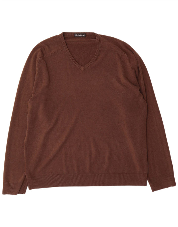 Marks & Spencer Herre Autograph V-hals sweater XL Brun Akryl