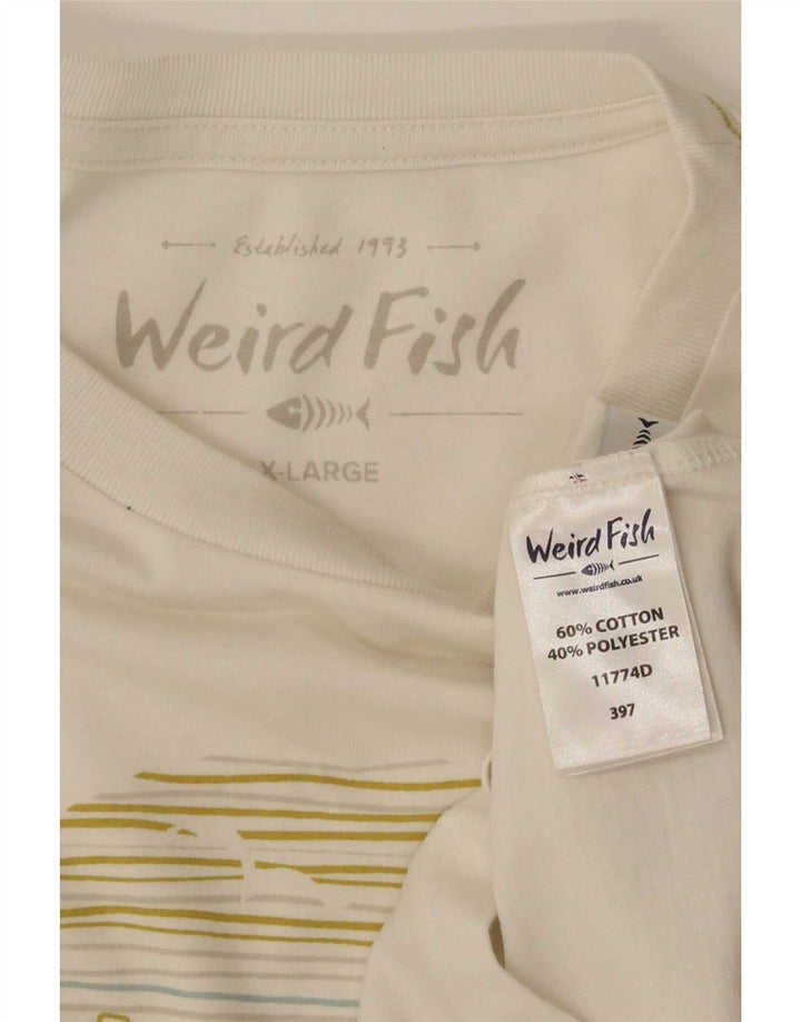 Weird Fish Herre Grafisk T-Shirt Top XL Hvid Bomuld