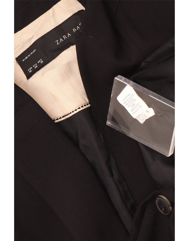Zara Dame 1-knaps blazerjakke EU 40 Medium Sort Polyester