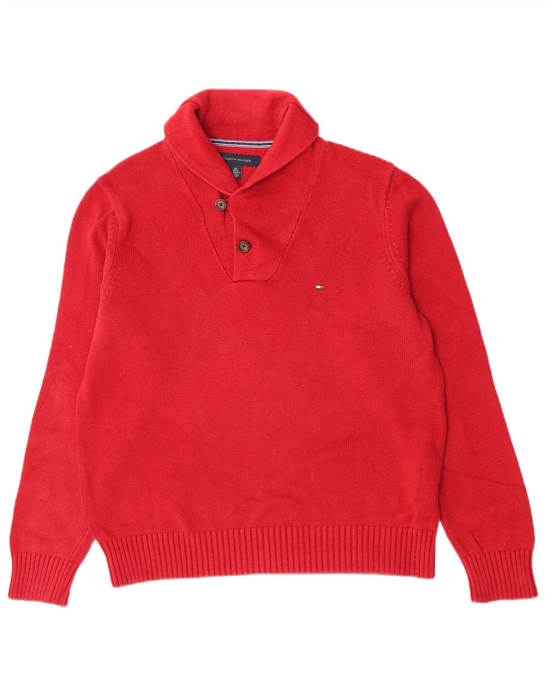 Tommy Hilfiger Herre Shawl Neck Jumper Sweater Lille Rød Bomuld