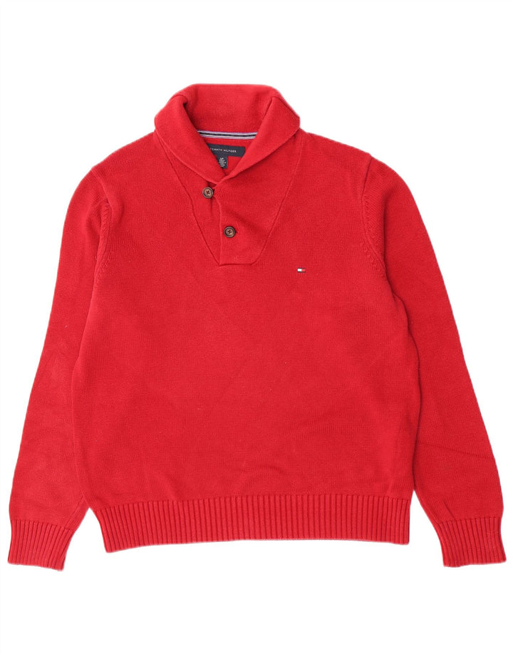 Tommy Hilfiger Herre Shawl Neck Jumper Sweater Lille Rød Bomuld