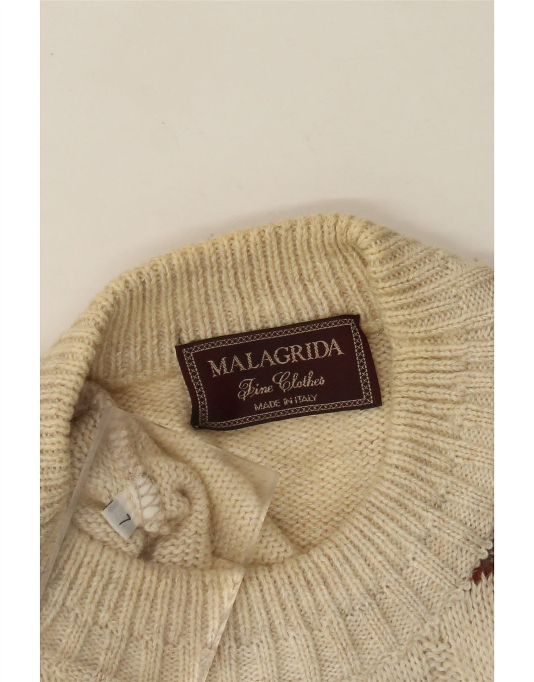 MALAGRIDA Herre sweater med rund hals, stor beige Fair Isle