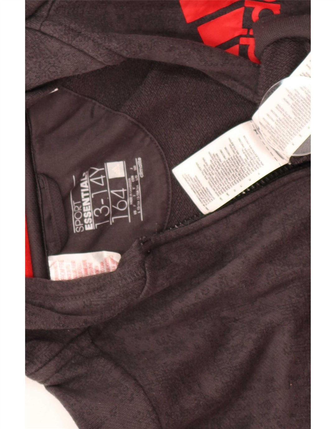 Adidas Boys Graphic Zip Hoodie Sweater 13-14 Years Grå Polyester