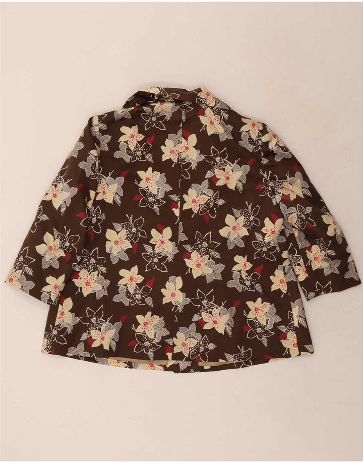 Vintage dame 3/4 ærmer 4 knap 2 stk sæt UK 12 medium brun blomster
