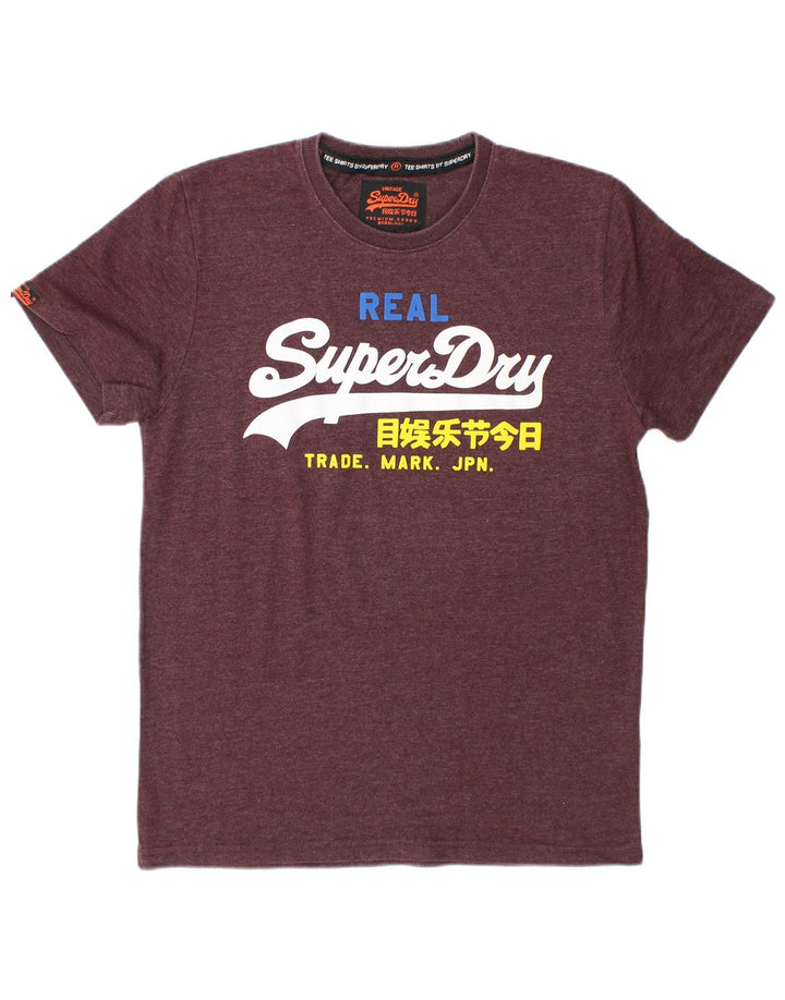 Superdry Herre grafisk T-shirt Top XL Burgundy Polyester