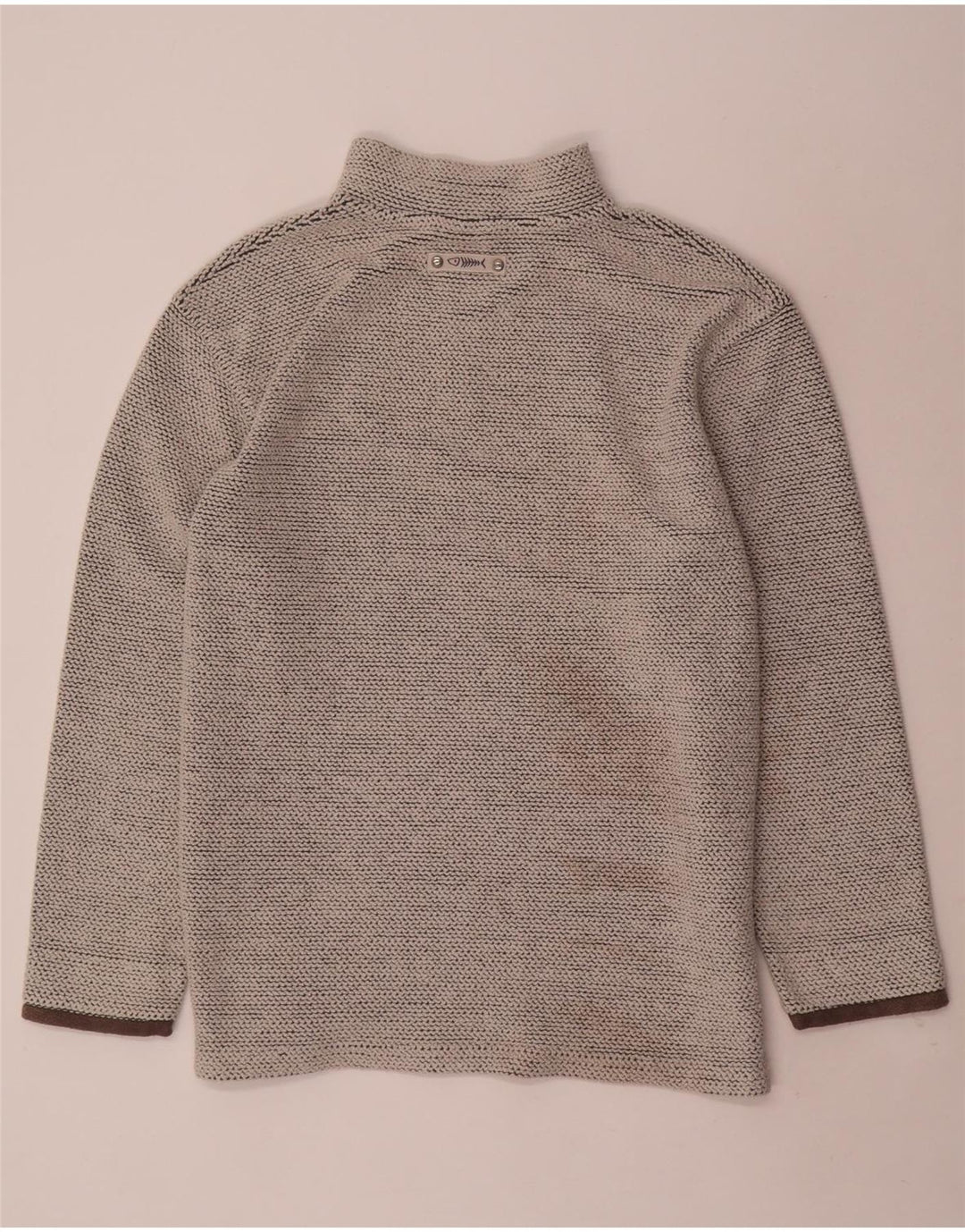 WEIRD FISH Herre Zip Neck Sweatshirt Jumper Large Grå Bomuld