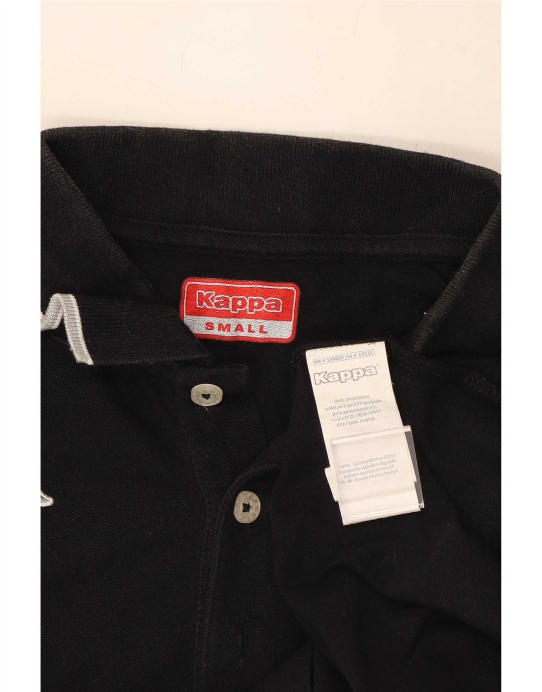 Kappa herre polo shirt lille sort stribet bomuld
