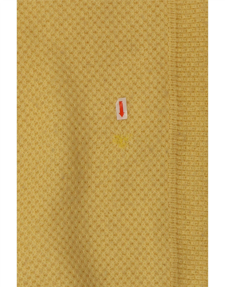 Vintage herre rund hals sweater stor gul akryl